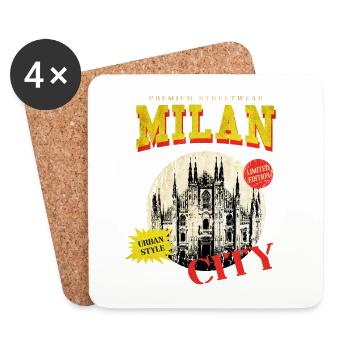 Milan Milan Italie Ville Skyline Vintage Rétro - Dessous de verre (lot de 4) - blanc - Devant