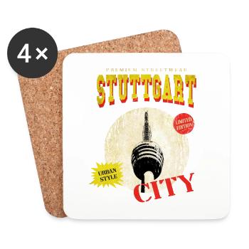 Stuttgart Deutschland Stadt Skyline Vintage Retro - Untersetzer (4er-Set) - Weiß - Vorne
