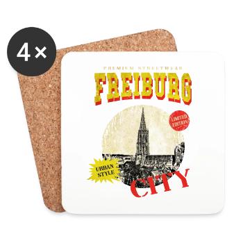 Freiburg Germany City Skyline Vintage Retro - Coasters (set of 4) - white - Front