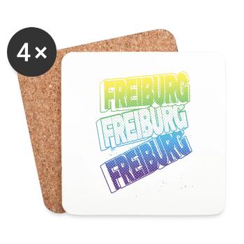 Freiburg Germany City Font Skyline Home - Coasters (set of 4) - white - Front