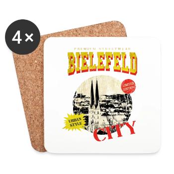 Bielefeld Allemagne City Skyline Vintage Rétro - Dessous de verre (lot de 4) - blanc - Devant