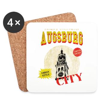 Augsburg Deutschland Stadt Skyline Vintage Retro - Untersetzer (4er-Set) - Weiß - Vorne