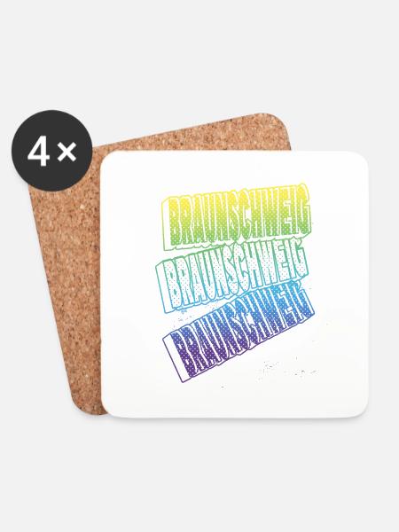 Braunschweig Deutschland Stadt Schrift Skyline - Untersetzer (4er-Set) - Weiß