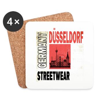 Dusseldorf Germany City Skyline Home Love - Coasters (set of 4) - white - Front