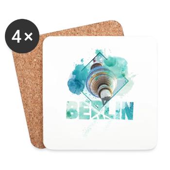 Berlin Deutschland Stadt Skyline Splash Bunt - Untersetzer (4er-Set) - Weiß - Vorne