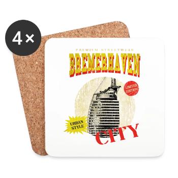 Bremerhaven Deutschland Stadt Skyline Vintage - Untersetzer (4er-Set) - Weiß - Vorne