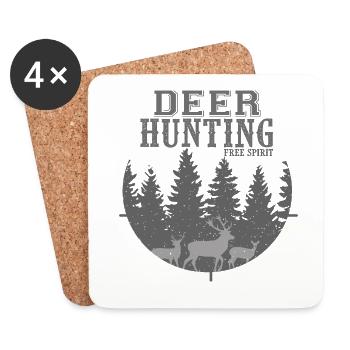 Jagd Hirschjäger cooles Geschenk Papa Opa - Untersetzer (4er-Set) - Weiß - Vorne