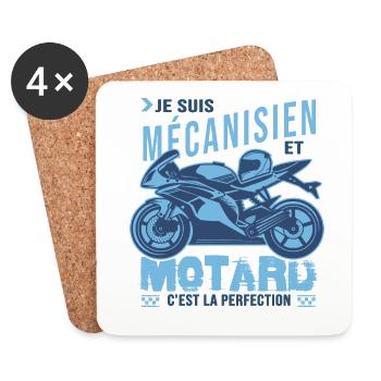 motard parfait mécanisien parfait - Dessous de verre (lot de 4) - blanc - Devant