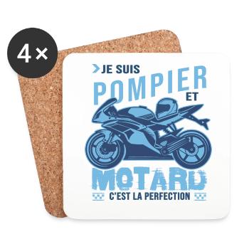 motard parfait pompier parfait - Dessous de verre (lot de 4) - blanc - Devant