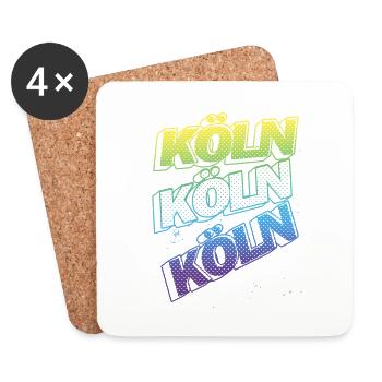 Cologne Allemagne City Font Skyline Accueil - Dessous de verre (lot de 4) - blanc - Devant