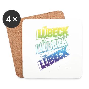 Lübeck Germany City Font Skyline Home - Coasters (set of 4) - white - Front