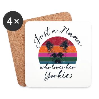Juste une Nana qui aime son Yorkie - coucher de soleil rétro - Dessous de verre (lot de 4) - blanc - Devant