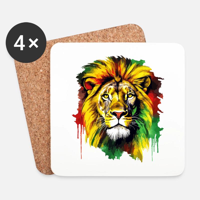 Löwe Jamaica Farben Reggae Rasta Rastafari Tier - Untersetzer (4er-Set) - Weiß