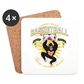 Basketball Gorille Basketteur Vintage Rétro - Dessous de verre (lot de 4) - blanc - Devant
