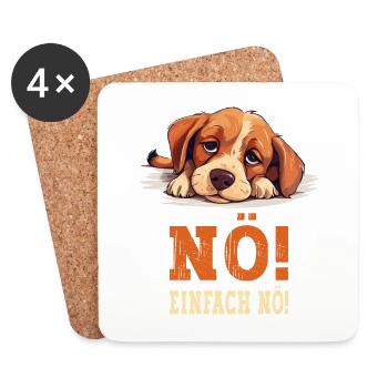 Hund Nö Einfach Nö No Nein Hündchen Lustig Spruch - Untersetzer (4er-Set) - Weiß - Vorne