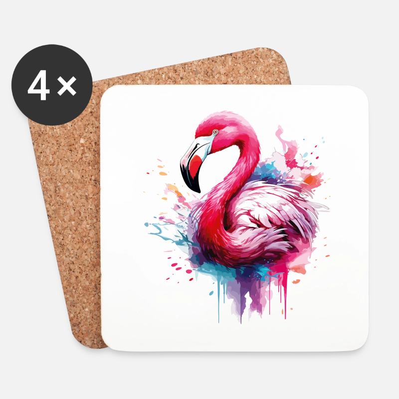 Flamingo Vogel Exotisch Sommer Splash Rosa Pink - Untersetzer (4er-Set) - Weiß