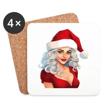 Père Noël Femme Sexy Noël Noël laid - Dessous de verre (lot de 4) - blanc - Devant