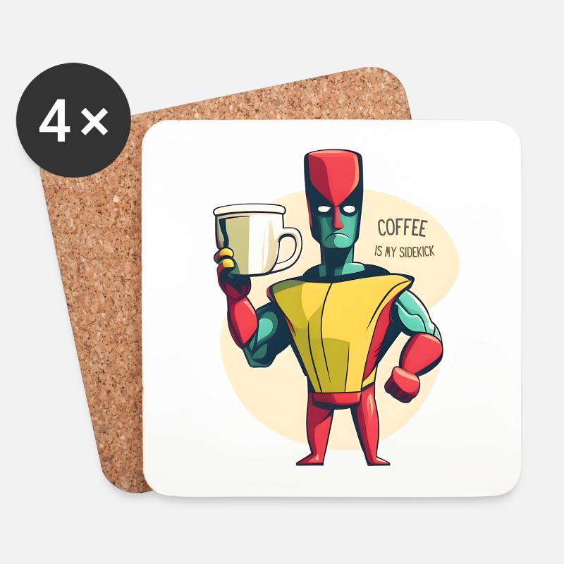 Coffee Hero - Untersetzer (4er-Set) - Weiß