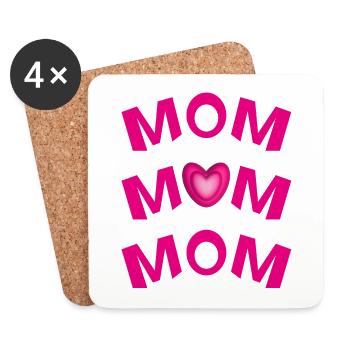 MOM in Pink mit viel Herz und Liebe. - Untersetzer (4er-Set) - Weiß - Vorne