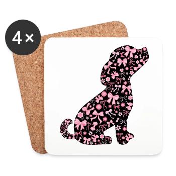 Cute Pink Dog Bow Cute Gift - Coasters (set of 4) - white - Front