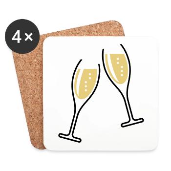 2 Glasses Of Sparkling Wine (Oval / Open / 2C) - Coasters (set of 4) - white - Front