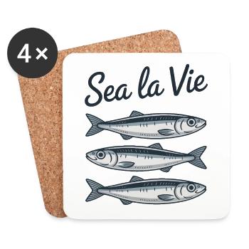 Liebe Sardinen Fisch Meer - Untersetzer (4er-Set) - Weiß - Vorne