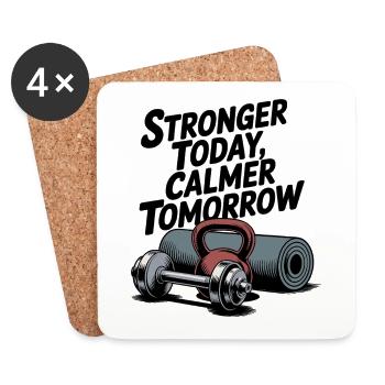 Stronger Today, Calmer Tomorrow – Fit & Zen - Untersetzer (4er-Set) - Weiß - Vorne