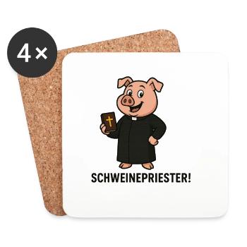 Humorvoller Schweinepriester Print - Untersetzer (4er-Set) - Weiß - Vorne