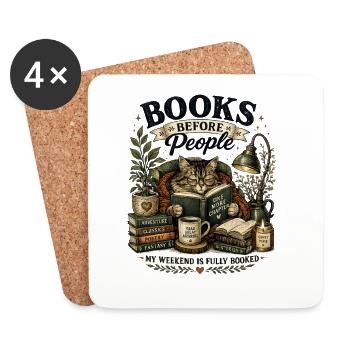 Bibliophile cat in a cozy corner - Coasters (set of 4) - white - Front