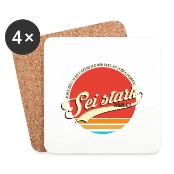 Bible Isaiah 41: 6 texts verses Vintage German - Coasters (set of 4) - white - Front