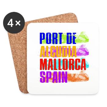 Port De Alcudia Spain Balearic Islands Majorca vacation - Coasters (set of 4) - white - Front