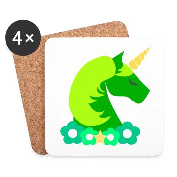 licorne verte - Dessous de verre (lot de 4) - blanc - Devant