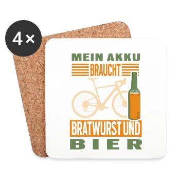 Fahrrad Bratwurst und Bier Radtour Grillen - Untersetzer (4er-Set) - Weiß - Vorne
