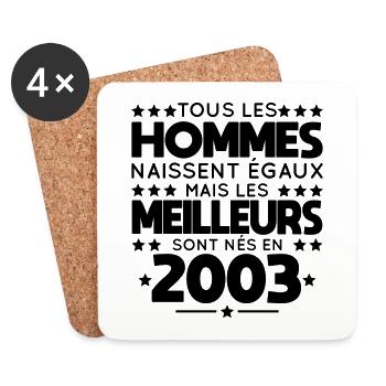 Anniversaire 19 ans - Meilleurs sont nés en 2003 - Dessous de verre (lot de 4) - blanc - Devant
