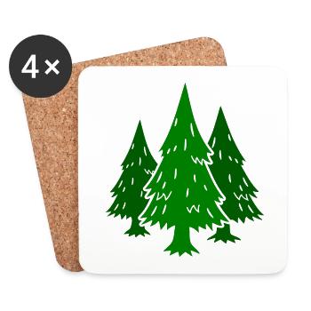 Wald Nadelbaum Bäume Tanne Tannenbaum Fichte - Untersetzer (4er-Set) - Weiß - Vorne