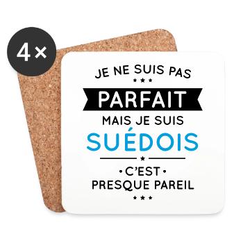 Je ne suis pas parfait mais je suis Suédois - Dessous de verre (lot de 4) - blanc - Devant