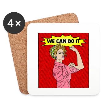 POP-ART COMIC PIN-UP GIRL ON PEUT LE FAIRE - Dessous de verre (lot de 4) - blanc - Devant