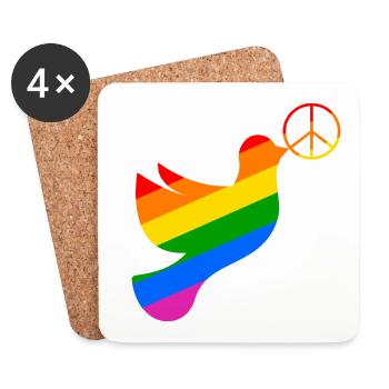 Friedenstaube in regenbogenfarben mit Peacezeichen - Untersetzer (4er-Set) - Weiß - Vorne