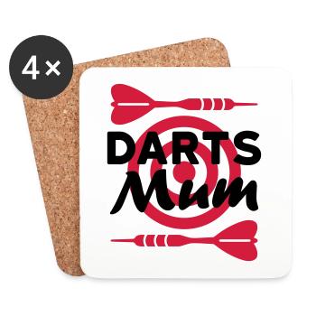 Darts mum (darts, dartboard in the background) - Coasters (set of 4) - white - Front