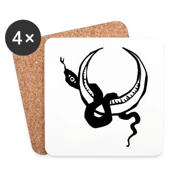 Snake and Moon - Coasters (set of 4) - white - Front
