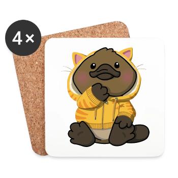 Cute Platypus in Cat Ear Hoodie - Platypuss - Coasters (set of 4) - white - Front