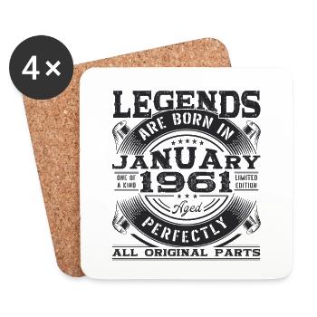 Born 1961 January 62nd birthday gift man - Coasters (set of 4) - white - Front