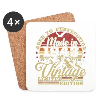 1943 Vintage Vintage Retro Birthday Gift - Coasters (set of 4) - white - Front