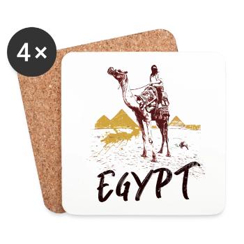 Illustration: Bédouin d'Égypte et pyramides - Dessous de verre (lot de 4) - blanc - Devant