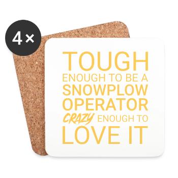 Snowplow Operator Crazy - Coasters (set of 4) - white - Front