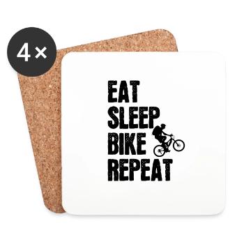 Eat sleep bike repeat - Coasters (set of 4) - white - Front