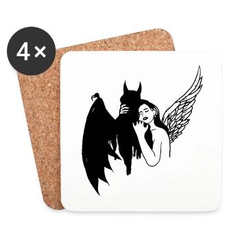 Hug Me - Angel Demon - Coasters (set of 4) - white - Front