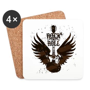 Guitare e-style avec ailes ÉTATS-UNIS Rock 'n' roll - Dessous de verre (lot de 4) - blanc - Devant