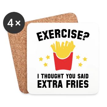 I Thought You Said Extra Fries - Coasters (set of 4) - white - Front