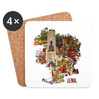 Jena hand-painted city map with biscuit roll - Coasters (set of 4) - white - Front